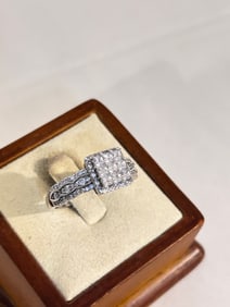 Vintage Sterling Silver rhinestone Ring sz 11