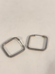 Vintage Sterling Silver square hoop Earrings