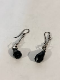 Vintage Sterling Silver onyx Earrings