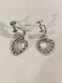 Vintage Sterling Silver heart Earrings