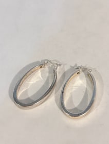Vintage Sterling Silver modernist hoop Earrings