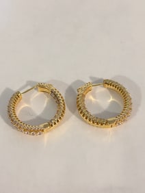 Vintage Sterling Silver Vermeal hoop Earrings