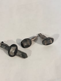 Vintage Sterling Silver Cuff Links & tie clip