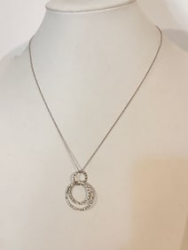 Vintage Sterling Silver modernist Necklace Sz 18"