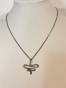 Vintage Sterling Silver modernist pendant Necklace Sz 17"