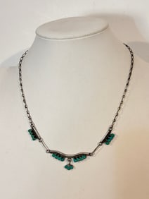 Vintage Sterling Silver navajo signed MCS Necklace Sz 16"