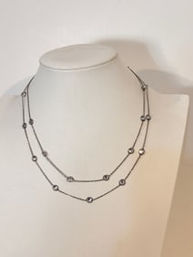 Vintage Sterling Silver Turkey rhinestone Necklace Sz 34"