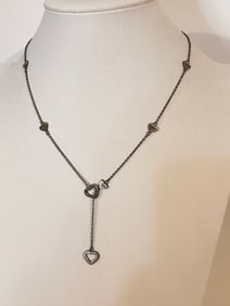 Vintage Sterling Silver heart italy Necklace Sz 18"