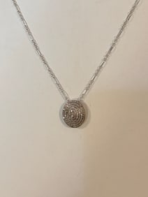 Vintage Sterling Silver Moissanite pendant Necklace Sz 19"