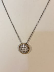 Vintage Sterling Silver rhinestone pendant Necklace Sz 18"