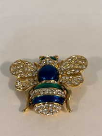 Vintage gold tone rhinestone bee brooch Brooch