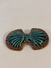 Vintage copper ceramic sheel Brooch