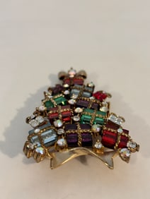 Vintage Christmas Tree Brooch Avon 2007 4th Annual Mirrored Glass Rhinestones 3"