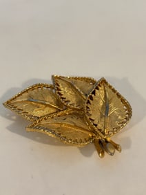 Vintage BSK gold tone leaf Brooch