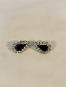Vintage blue/black rhinestone post Earrings