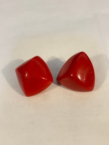 Vintage red acrylic clip on Earrings
