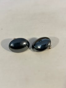 Vintage Hematite/black clip on Earrings