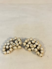 Vintage white beaded old clip on Earrings