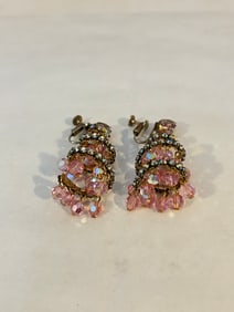 Vintage pink crystal swirl Earrings