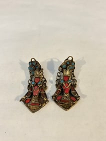 Vintage old 1800s clip on brass Earrings