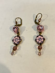 Vintage Michal Negrin Earrings Flower Multicolor Swarovski Crystals
