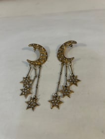 Vintage Kirk's Folly Moon Stars Earrings Pierced