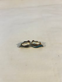 Vintage blue enamel clip on Earrings