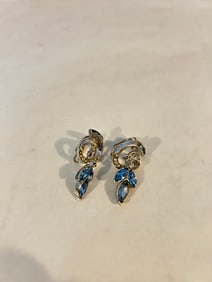 Vintage Coro blue rhinestone Earrings