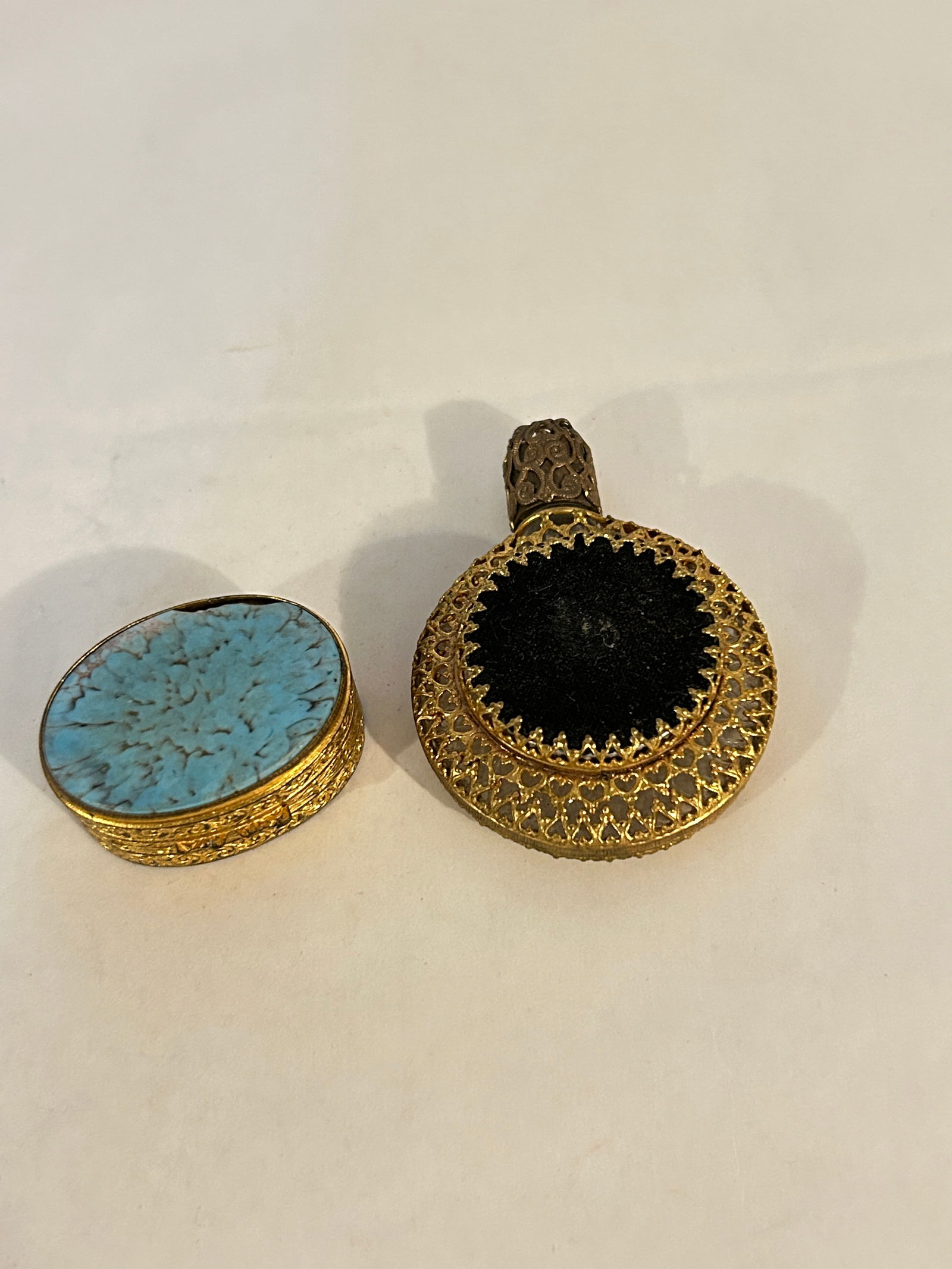 Vintage filigree perfume bottle & pill bottle (1 of 4)