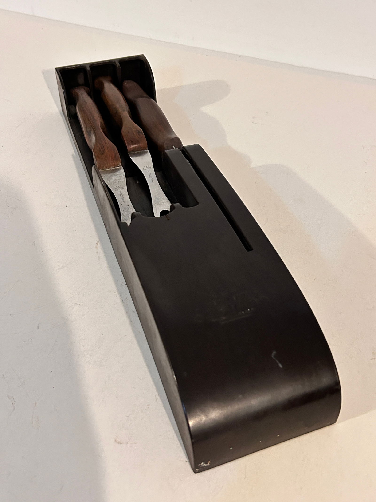 Vintage CUTCO 3 Piece Knife Set Wall Mount Bakelite Swirl Handles (1 of 5)