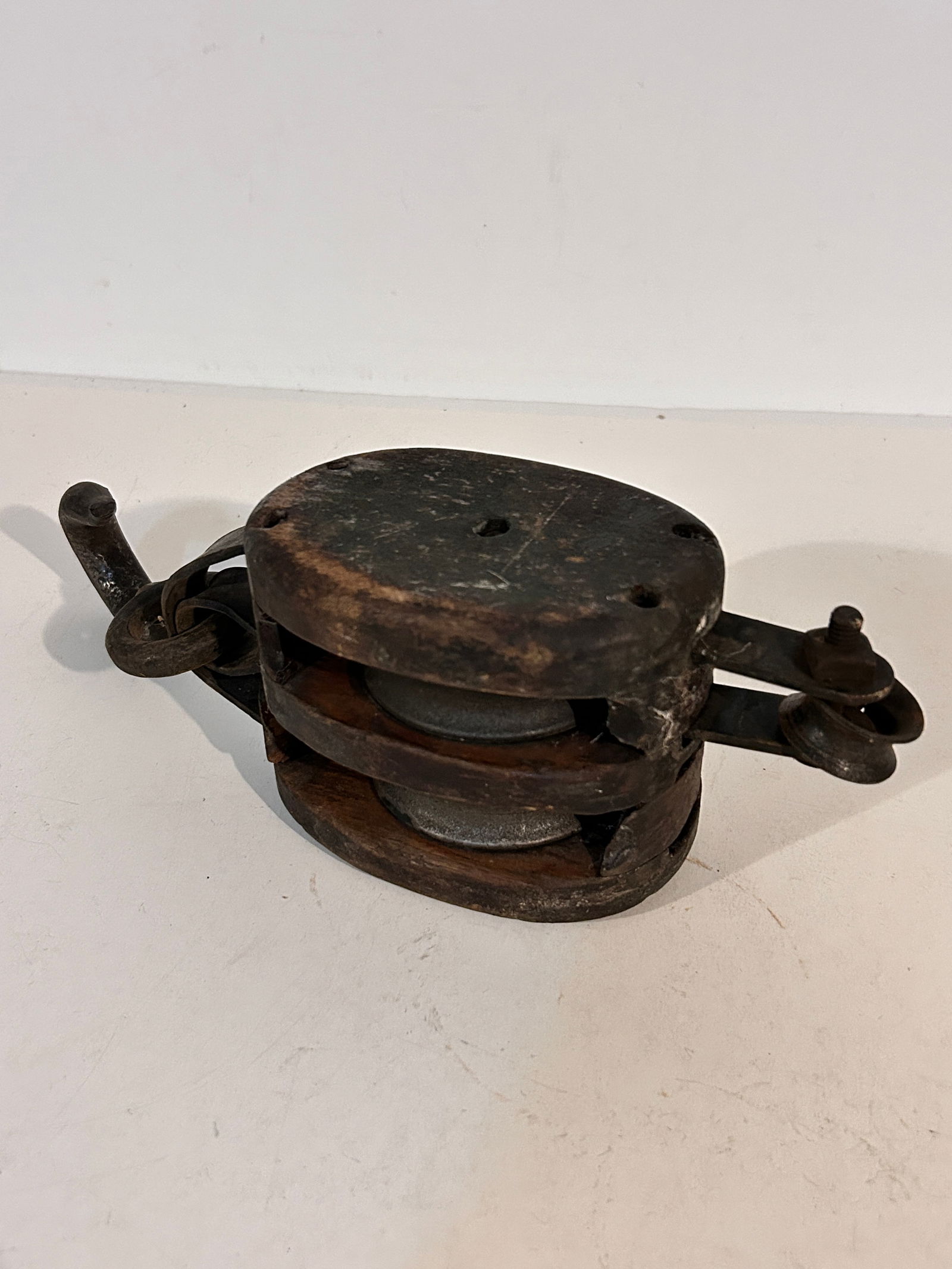 Antique Vintage Wooden Double Pulley Block Tackle Old Barn Hoist Large (1 of 4)