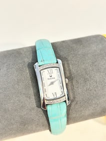 Vintage Bulova working quartz blue band Watch A2