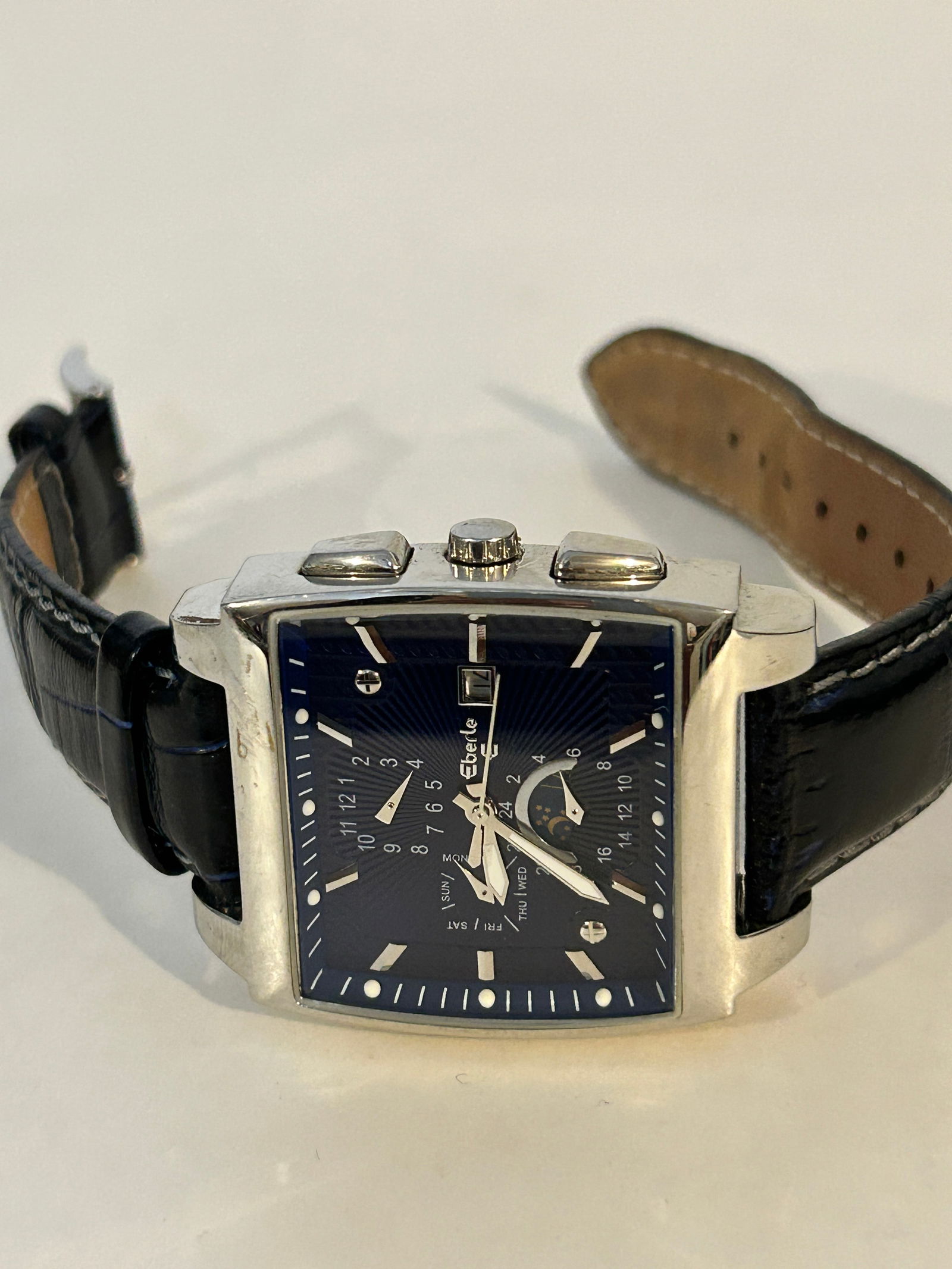 Vintage Eberle Dual Timezone Automatic moon phase working Watch (1 of 5)