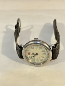 Vtg Victorinox Swiss Army Calvary working Watch 37mm Silver Tone