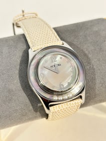 Honora Genuine white Leather Quartz Analog working Watch MOP