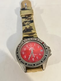 Vintage USSR Russian Soviet mech working red Watch