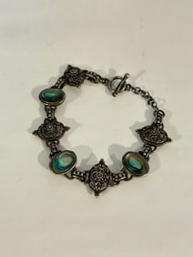 Vintage Sterling Silver marcasite filigree Bracelet 7"