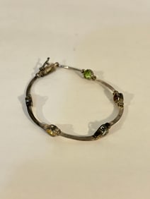 Vintage Sterling Silver gemstone Bracelet 7"