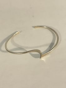 Vintage Sterling Silver twist cuff modernist Bracelet 7"