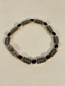 Vintage Sterling Silver Amethyst marcasite Bracelet 8"