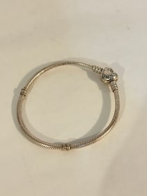 Vintage Sterling Silver Pandora heart Bracelet 7"