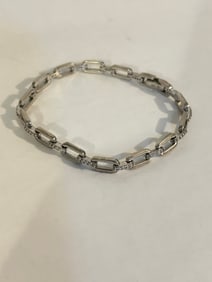 Vintage Sterling Silver linked rhinestone Bracelet 7"