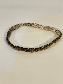 Vintage Sterling Silver X Bracelet 7"