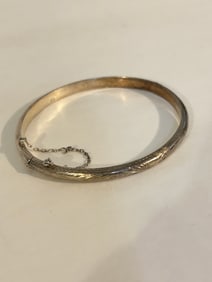 Vintage Sterling Silver Etched Bracelet 7"