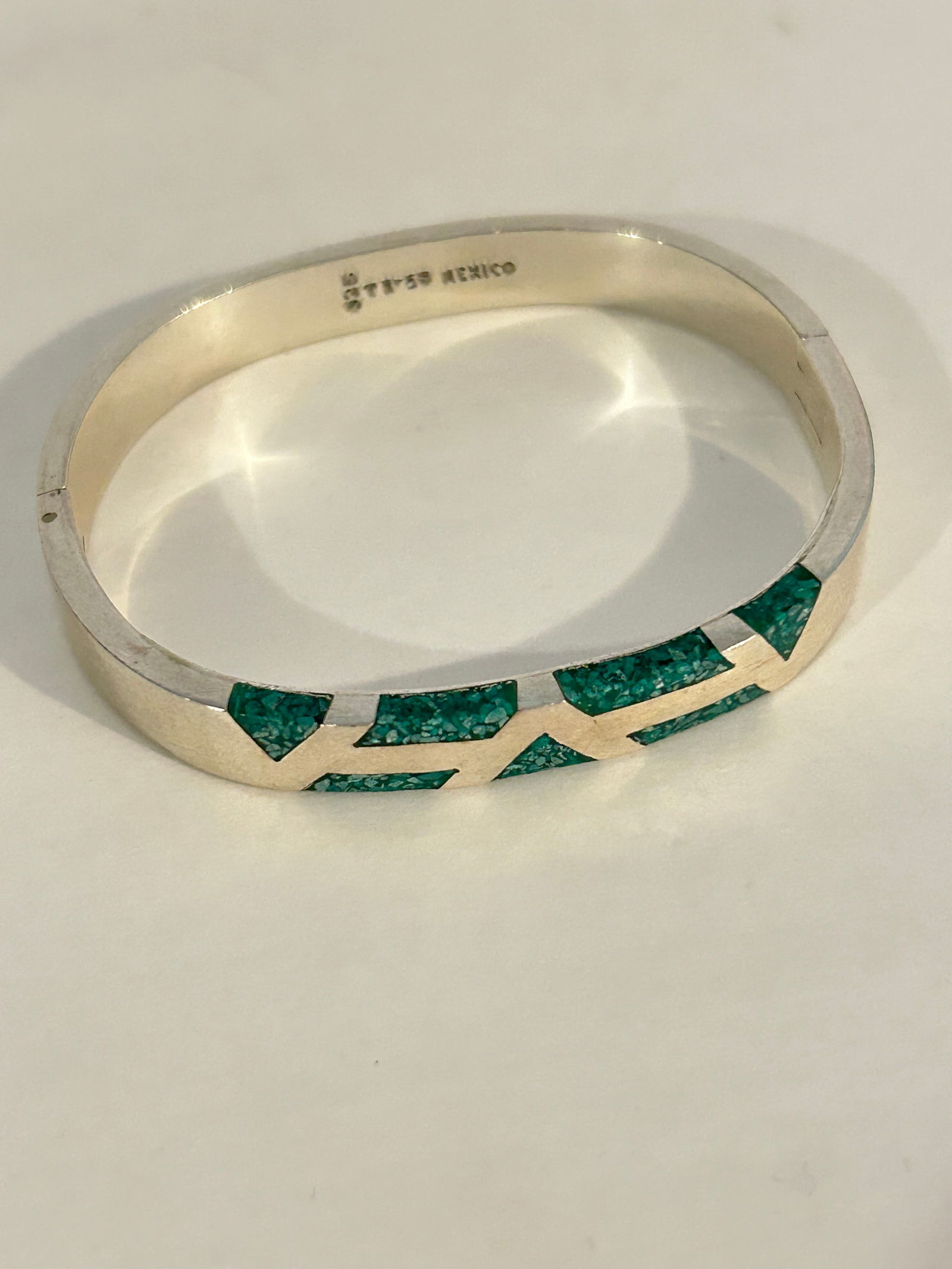 TAXCO Antique Original Vintage Sterling Silver Turquoise hinged Bracelet 7" (1 of 5)