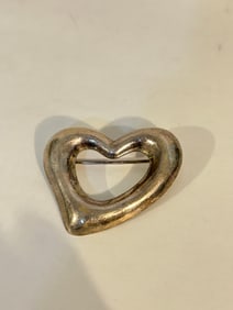 Vintage Sterling Silver Modernist heart Brooch