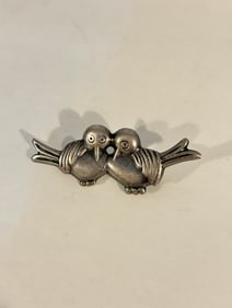 Vintage Sterling Silver birds Brooch