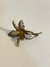 Vintage Sterling Silver filigree flower Brooch