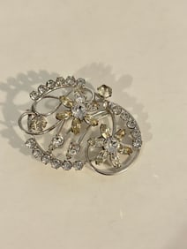 Vintage Sterling Silver rhinestone Brooch
