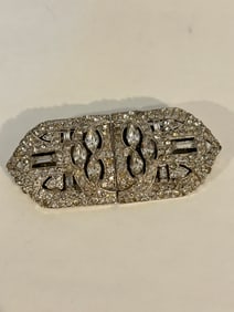 Vintage Sterling Silver rhinestone Brooch Shoe Clip